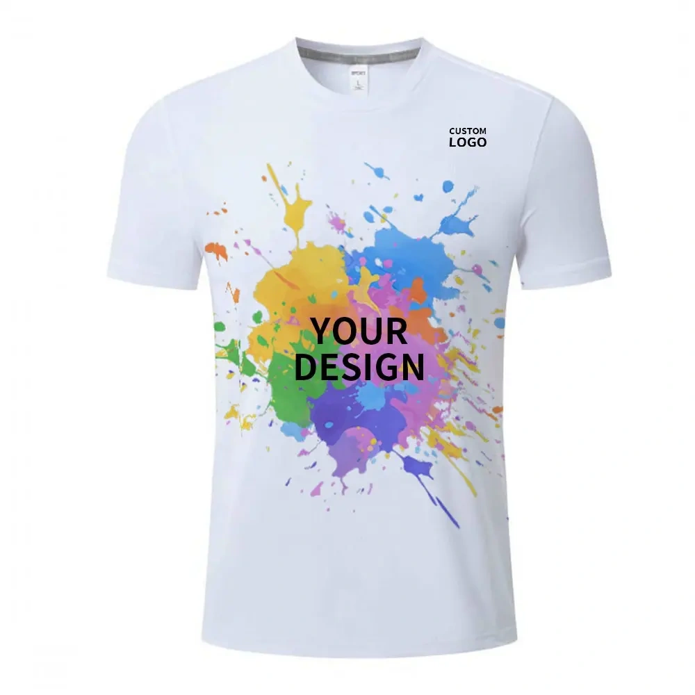 Sublimation Blank T Shirt White Polyester Shirts Crew Neck Short Sleeve for Sublimation T Shirt