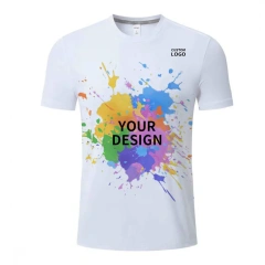 Sublimation Blank T Shirt White Polyester Shirts Crew Neck Short Sleeve for Sublimation T Shirt