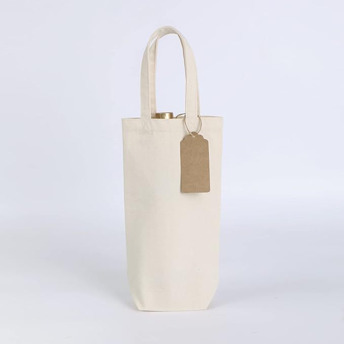 Canvas Wine Tote Bags – 100% Cotton, Single & Double Bottle, Reusable Gift Bags with Handles for DIY, Events, Gifting