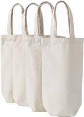 Canvas Wine Tote Bags – 100% Cotton, Single & Double Bottle, Reusable Gift Bags with Handles for DIY, Events, Gifting