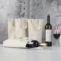 Canvas Wine Tote Bags – 100% Cotton, Single & Double Bottle, Reusable Gift Bags with Handles for DIY, Events, Gifting