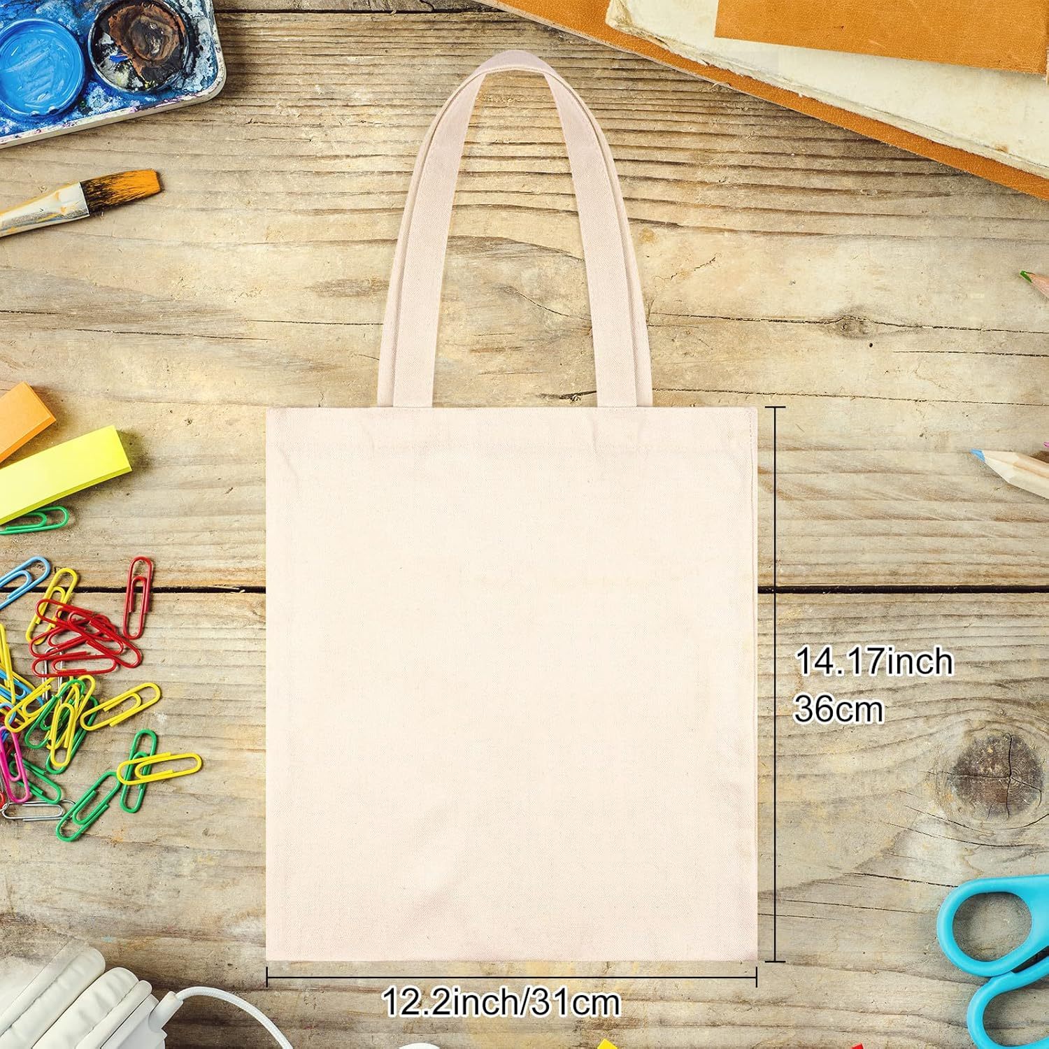 Artondemand Cotton Tote Bag Blank Canvas Bag Reusable Grocery Shopping Bags, Suitable for DIY Craft, Grocery, Shopping, Drawing, Promotion, Gift