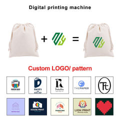 Custom logo natural canvas cotton sublimation drawstring bag silk screen printing single double drawstring bag