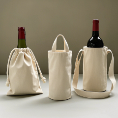 Canvas Wine Tote Bags – 100% Cotton, Single & Double Bottle, Reusable Gift Bags with Handles for DIY, Events, Gifting