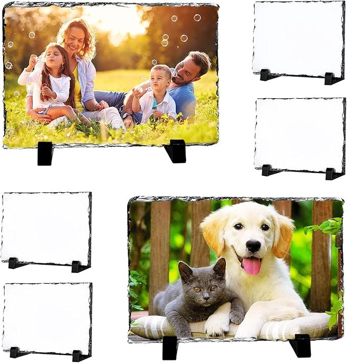 Sublimation Slate Blanks Heat Thermal Transfer Sheet Stone Photo Frame DIY Sublimation Blank With Display Holder For Desktop Souvenir Custom Design Work