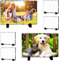 Sublimation Slate Blanks Heat Thermal Transfer Sheet Stone Photo Frame DIY Sublimation Blank With Display Holder For Desktop Souvenir Custom Design Work