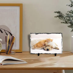 Sublimation Slate Blanks Heat Thermal Transfer Sheet Stone Photo Frame DIY Sublimation Blank With Display Holder For Desktop Souvenir Custom Design Work