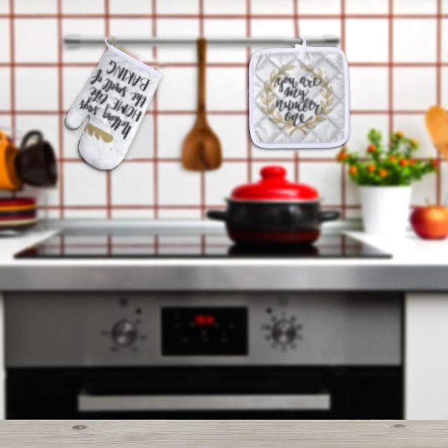 Blank Sublimation Oven Mitts Include Blank Sublimation Heat Resistance Oven Gloves and Pot Holders for DIY Kitchen Dining Room Accessories