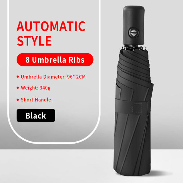 Popular style automatic opening compact travel umbrella, rainproof, windproof and sunproof, sturdy and lightweight small portable straight handle umbrella, suitable for both men and women