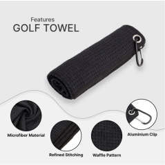 Handy Picks Microfiber Golf Towel with Carabiner Clip & Velcro Fastener