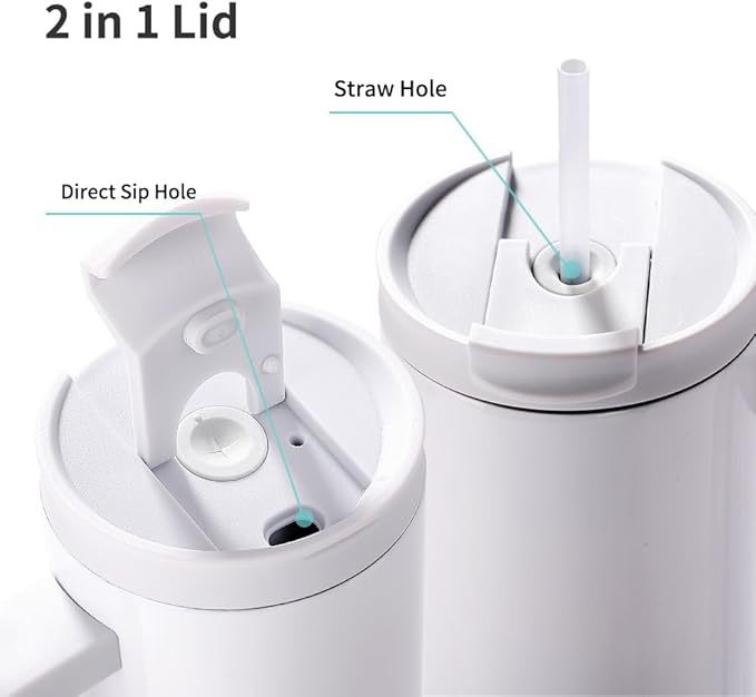 Sublimation Tumblers 30 OZ with Removable Handle White Blanks Stainless Steel Cups Mugs with Lid and Plastic Straw for Tumbler Heat Press Sublimation Oven Printing