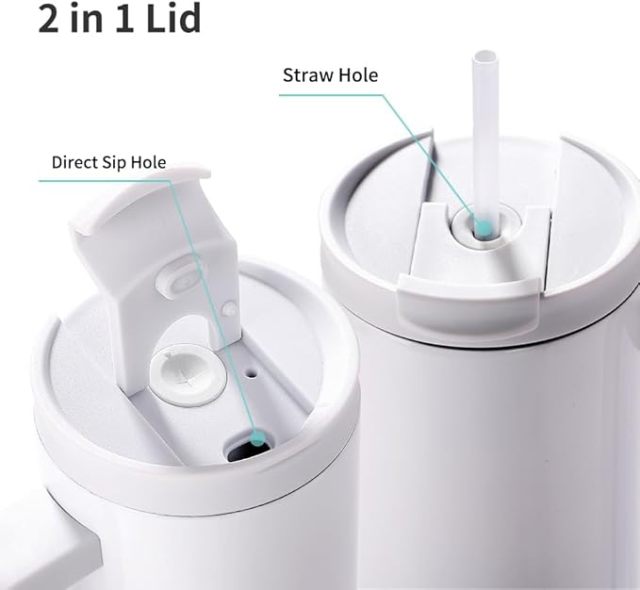 Sublimation Tumblers 30 OZ with Removable Handle White Blanks Stainless Steel Cups Mugs with Lid and Plastic Straw for Tumbler Heat Press Sublimation Oven Printing