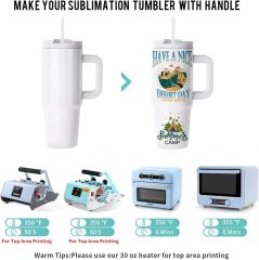 Sublimation Tumblers 30 OZ with Removable Handle White Blanks Stainless Steel Cups Mugs with Lid and Plastic Straw for Tumbler Heat Press Sublimation Oven Printing