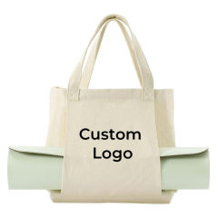 Sublimation Canvas Tote Bag with Yoga Mat Carrier Pocket Carryall Shoulder Bag for Office, Workout, Pilates, Travel, Beach and Gym