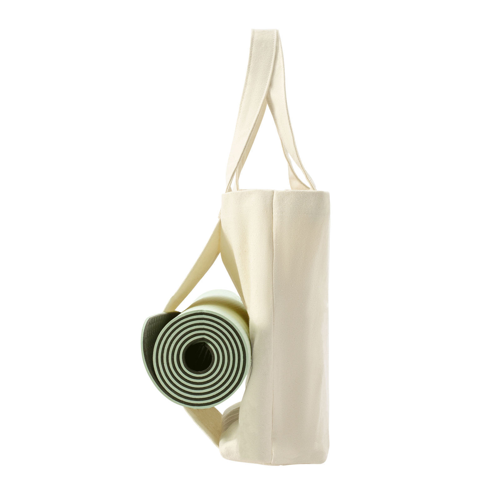 Sublimation Canvas Tote Bag with Yoga Mat Carrier Pocket Carryall Shoulder Bag for Office, Workout, Pilates, Travel, Beach and Gym