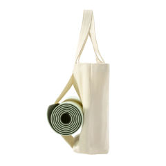 Sublimation Canvas Tote Bag with Yoga Mat Carrier Pocket Carryall Shoulder Bag for Office, Workout, Pilates, Travel, Beach and Gym
