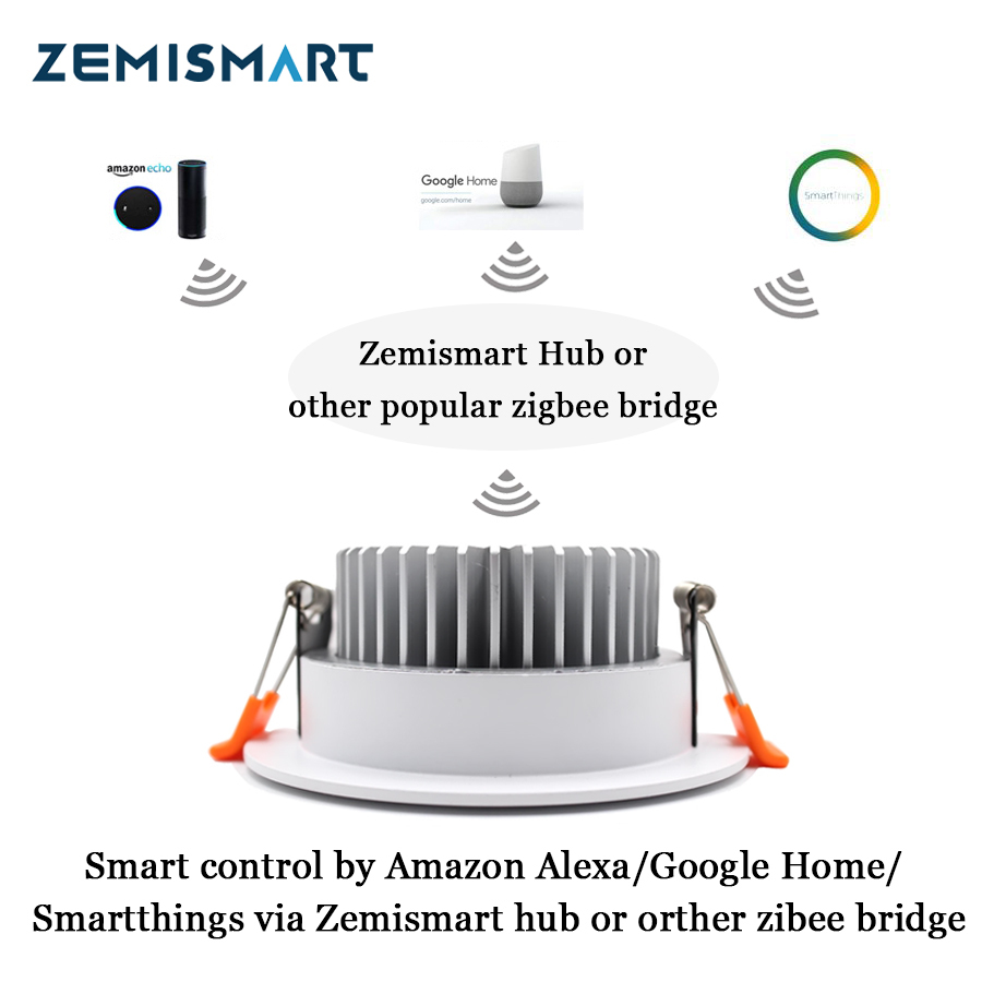 Zigbee 3.0 Smart RGBW Downlight Work with Smartthings Echo Plus LED Recessed Lights Light
