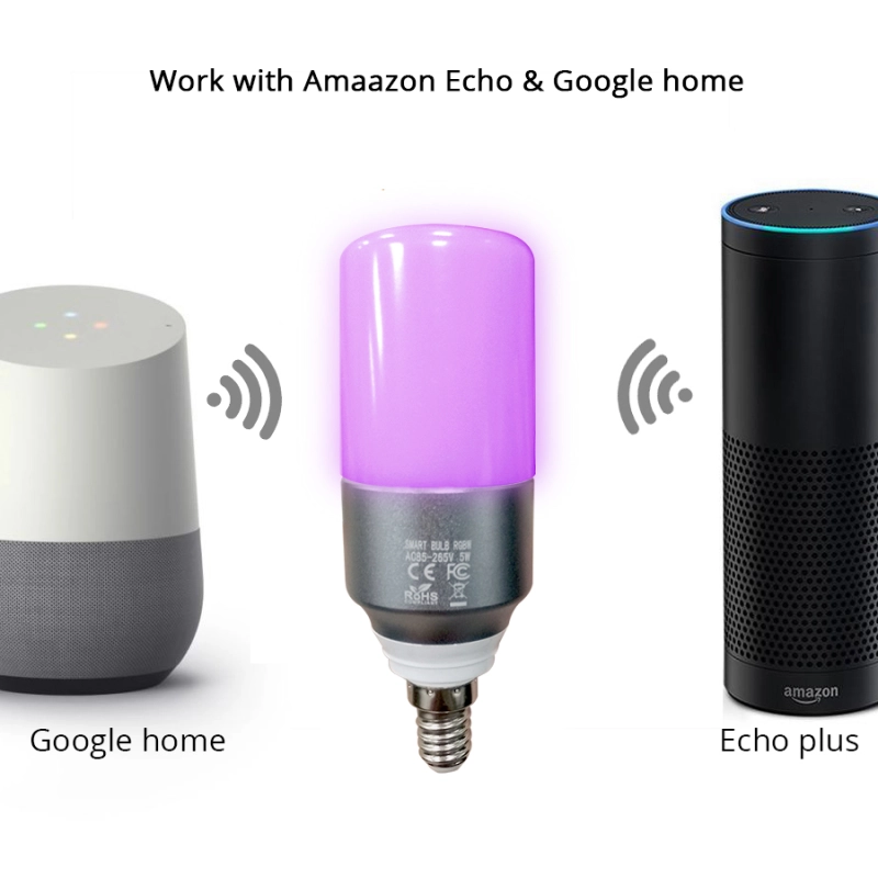 Zemismart WiFi E14 Bulb RGBW LED Candle Light Work with Tuya Alexa Echo Google Home Assistance Voice Timer Control Lamp