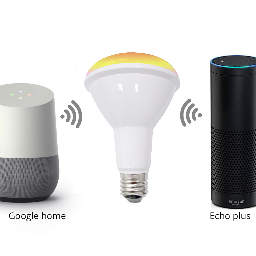 BR30 WiFi RGBW LED Light Work with Alexa Echo Google Home Assistance  Support Tuya APP Voice Timer Control E27 Lamp