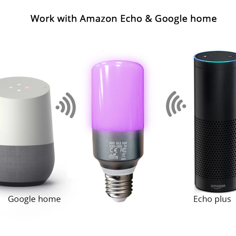 Candlelight Wifi Bulb RGBW LED Candle Light Work with Alexa Echo Google Home Assistance  Voice E27 Timer Control Lamp
