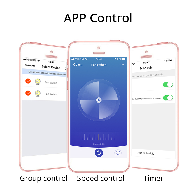 Zemismart EU Alexa Google Home Smart Ceiling Fan Switch Support Timer Speed Group Control