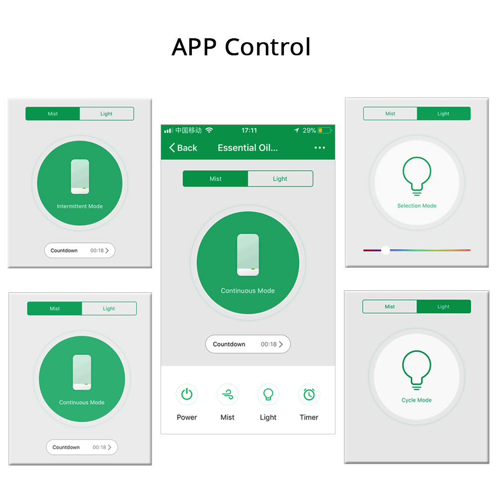 Smart Essential Oil Aroma Diffuser Cool Mist Humidifier RGB LED Desk Lamp Work with Alexa Google Home Voice APP Control