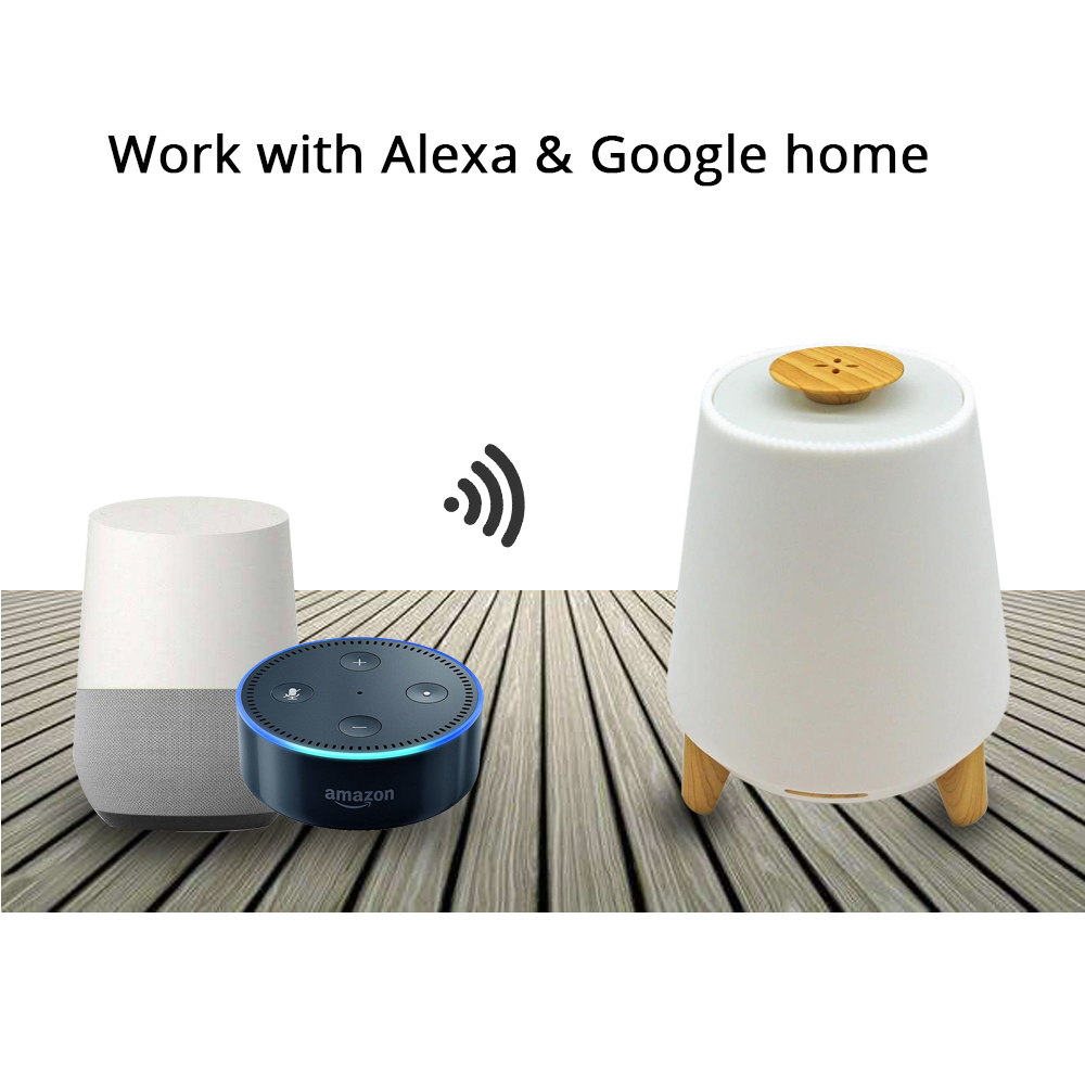 Smart Essential Oil Aroma Diffuser Cool Mist Humidifier RGB LED Desk Lamp Work with Alexa Google Home Voice APP Control