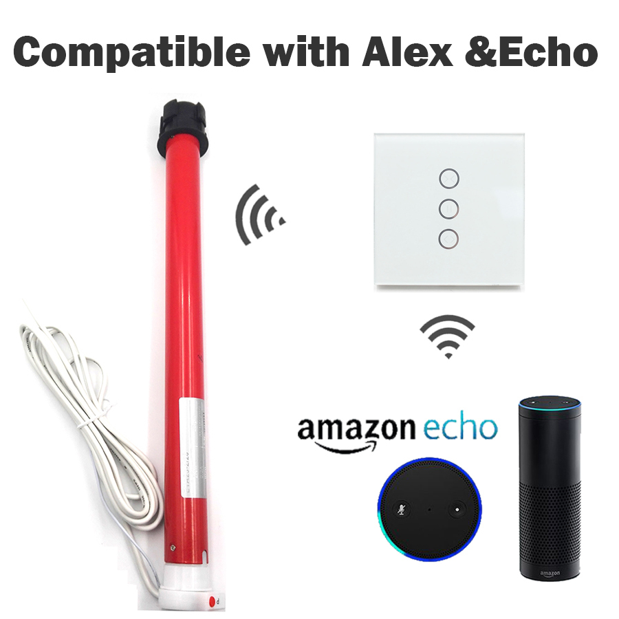 Alexa echo google home assistant control IOS Android APP control Automatic Electric Roller for 38mm tube Blinds Shutters kit