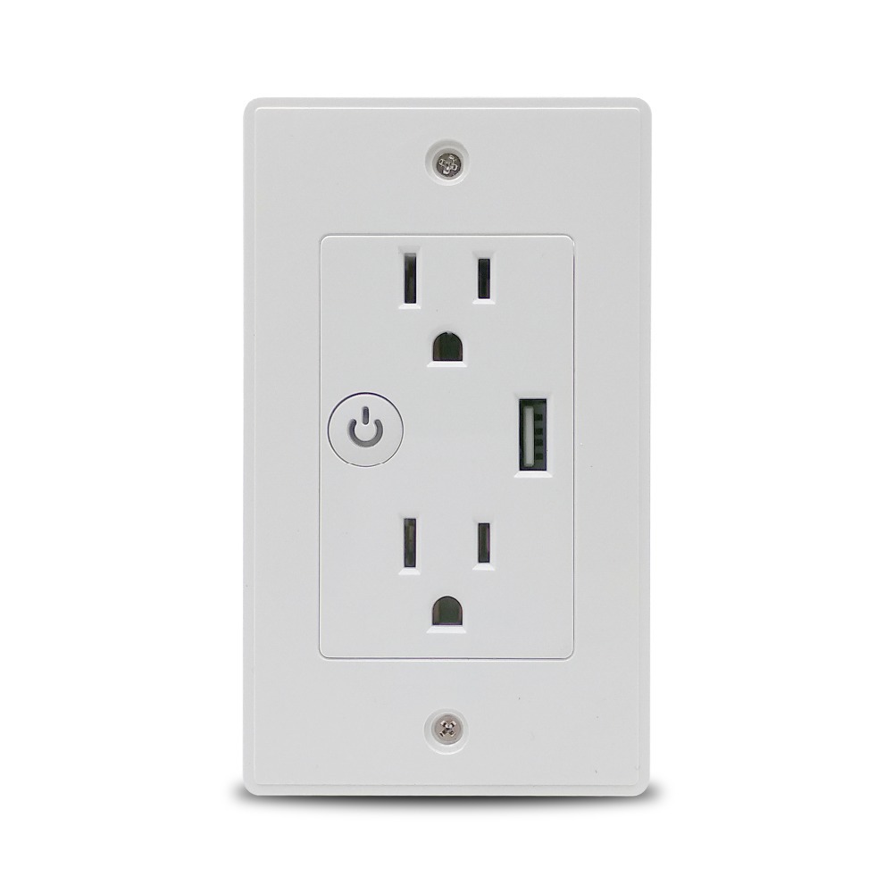 Zemismart WiFi US In Wall Outlet Work With Alexa Google Home Mini Assistant With 2 Outlet and One USB Port