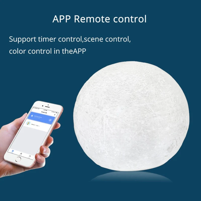 Christmas Gift LED Remote Control Light Compatible with Alexa Google Home 3d Printing Children Bedroom Colorful Moon Lamp APP