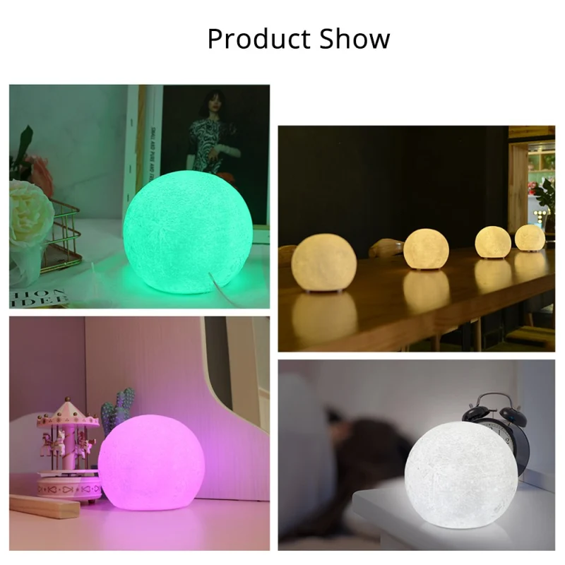 Christmas Gift LED Remote Control Light Compatible with Alexa Google Home 3d Printing Children Bedroom Colorful Moon Lamp APP