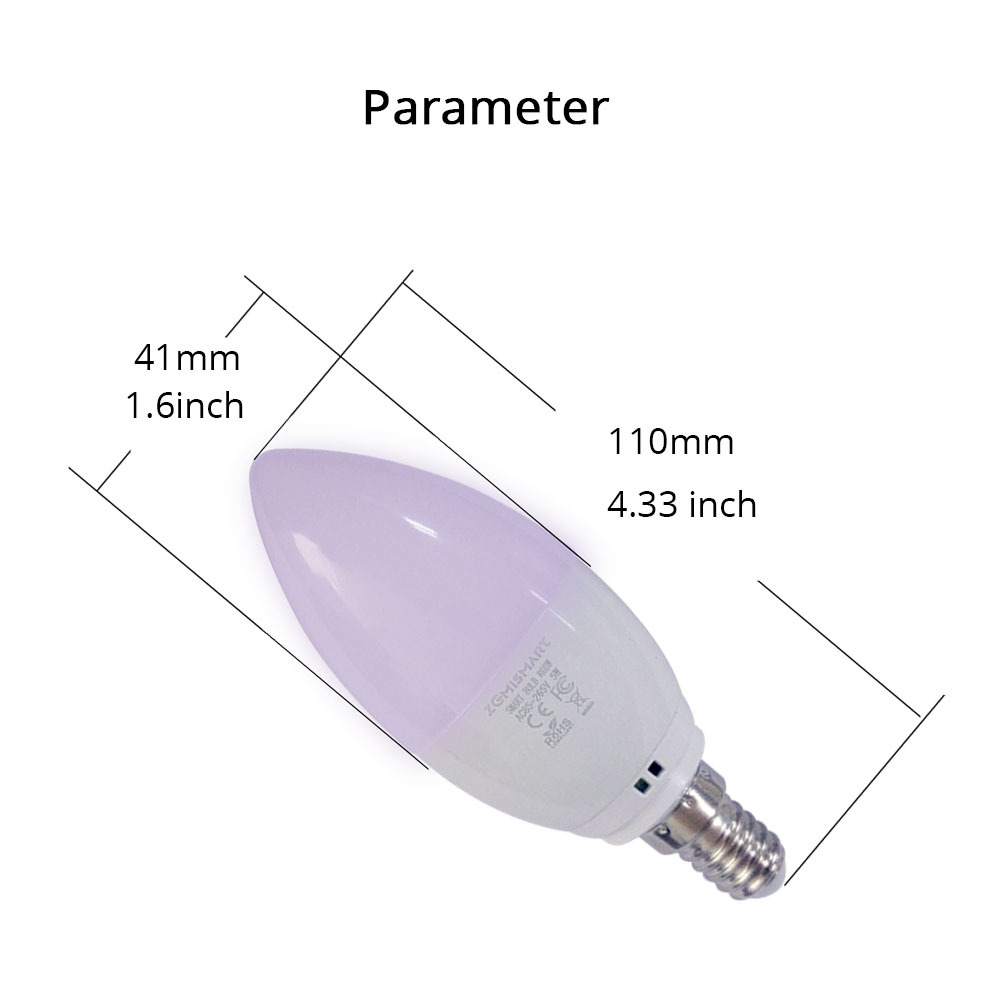 Zemismart Alexa Google Home Candle Light E14 Bulbs Led Dimmer RGBW Colorful Voice APP Control 110V 220V