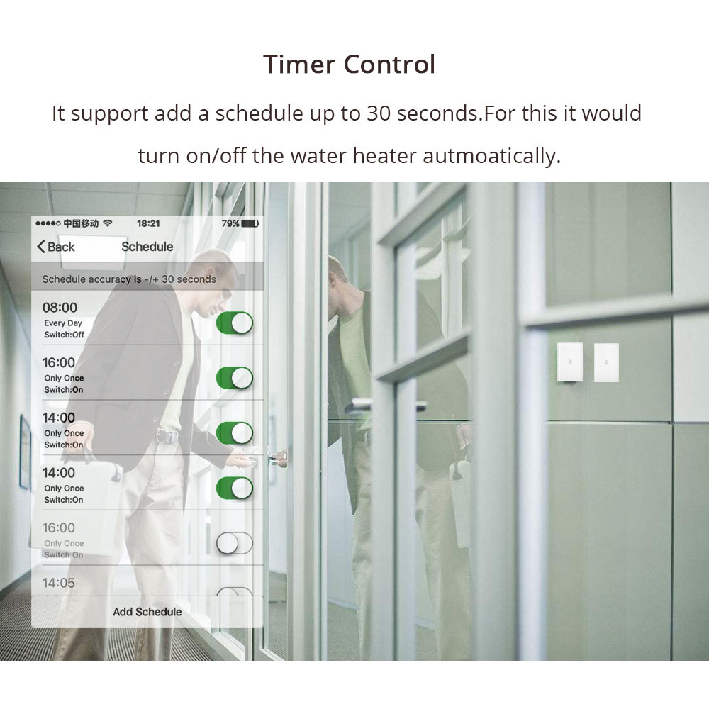 Smart Wifi Water Heater Switch Boiler Switches Alexa Google Home Voice US standard Touch Panel Timer Outdoor 4G App Control