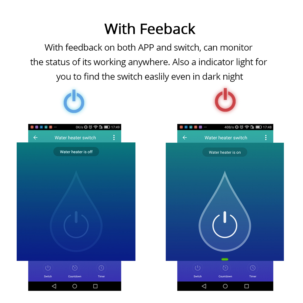Smart Wifi Water Heater Switch Boiler Switches Alexa Google Home Voice US standard Touch Panel Timer Outdoor 4G App Control