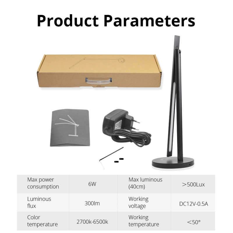 WiFi LED Desk Lamp Dimmerable Alexa Google Home Voice Smart life APP Manual Touch Control Black