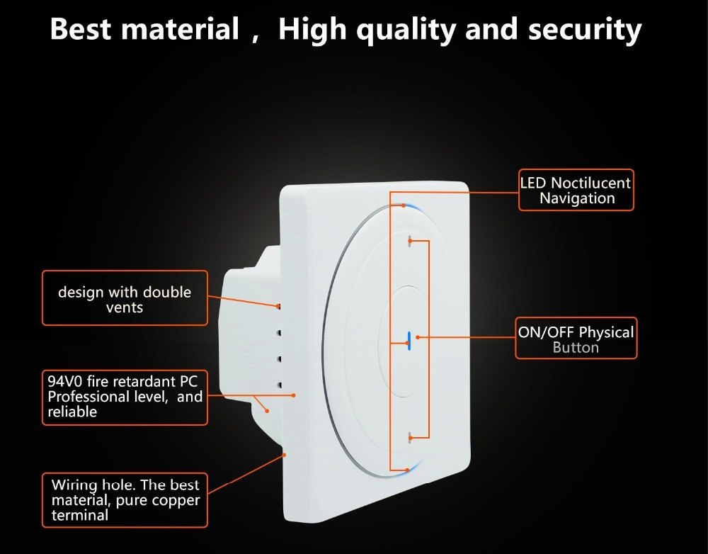 Zemismart EU WiFi Wall Push Light Switch Alexa Google Home Enable Smart Life APP ControlOne Gang Two Gangs Three Gangs