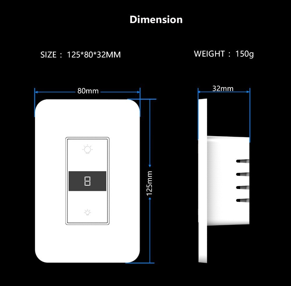 Zemismart WiFi US Dimmer Switch 110V  for Light with Display Screen Smart Life Alexa Google Home Enable