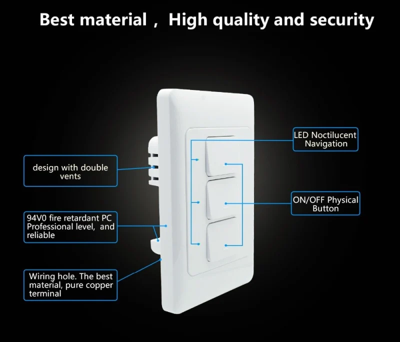 Zemismart WiFi Light Switch works with Tuya Alexa Google Home Enable Smart Life Wall Push Button Switch 1/2/3 Gangs Neutral Optional