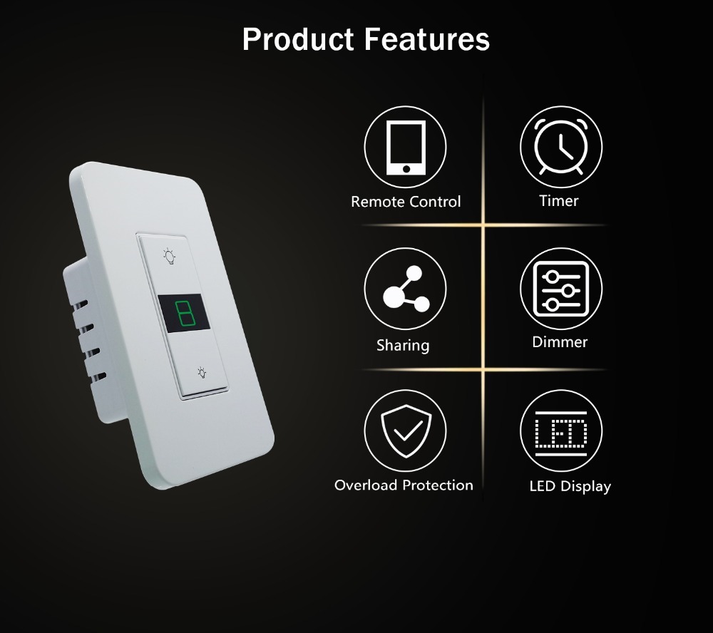 Zemismart WiFi US Dimmer Switch 110V  for Light with Display Screen Smart Life Alexa Google Home Enable