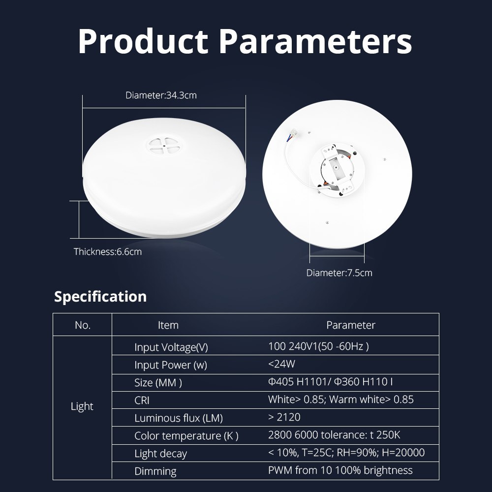 Zemismart RGBW Ceiling Light Smart Life TUYA APP Alexa Google Home Enable Dimmable Led Lamp with IR Remote Control