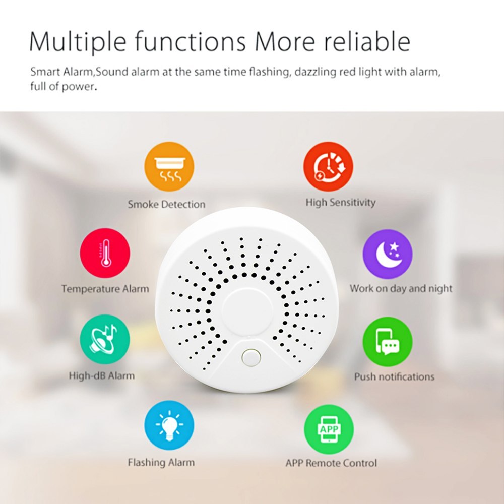 Zemismart WiFi Tuya Smart Smoke Sensor 100DB wifi Smart Home Device Surveillance Wireless Smoke Detector