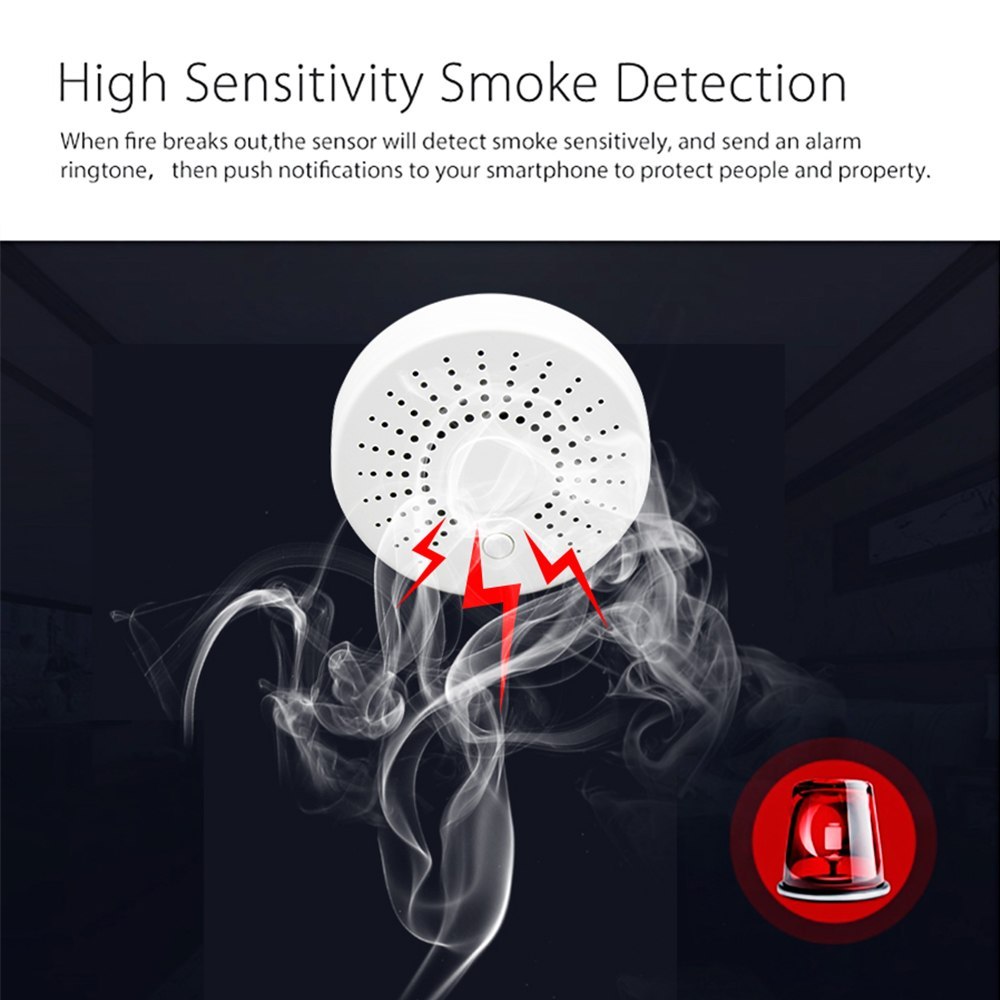 Zemismart WiFi Tuya Smart Smoke Sensor 100DB wifi Smart Home Device Surveillance Wireless Smoke Detector