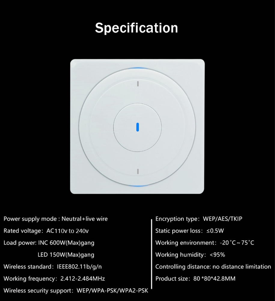 Zemismart EU WiFi Wall Push Light Switch Alexa Google Home Enable Smart Life APP ControlOne Gang Two Gangs Three Gangs