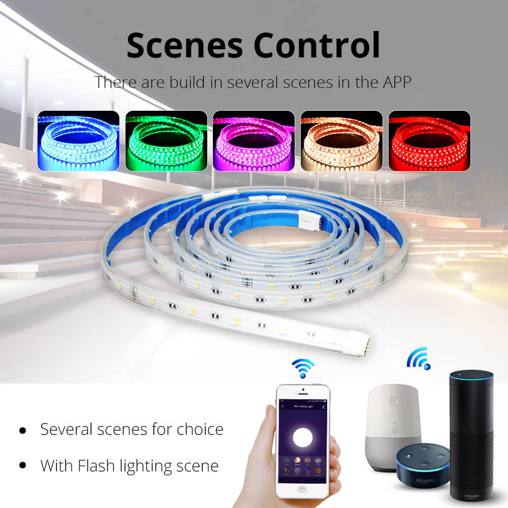 Zemismart RGBW LED Light Strip Work with Alexa Echo Google Home Wifi Support up to 6m Waterproof Timer Voice Control