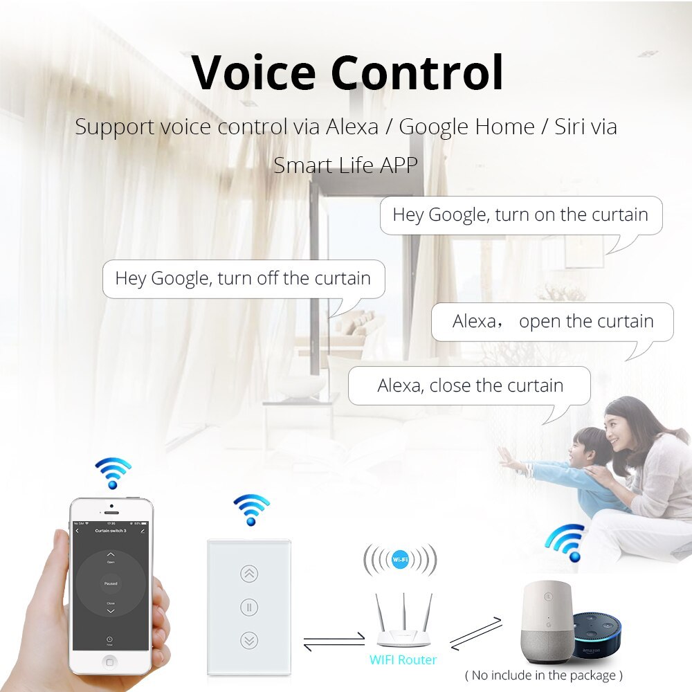 Zemismart New Design US WiFi Curtain Switch Alexa Google Home works with Smart Life TUYA Blind Wall Switches