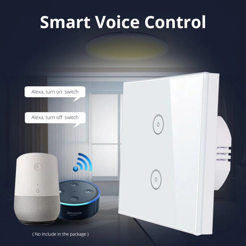 Black EU 1 Gang 2 Gang 3 Gang Wifi Wall Switch Work with Alexa Smart Home Remote Control Light Panel Control via APP Voice Control