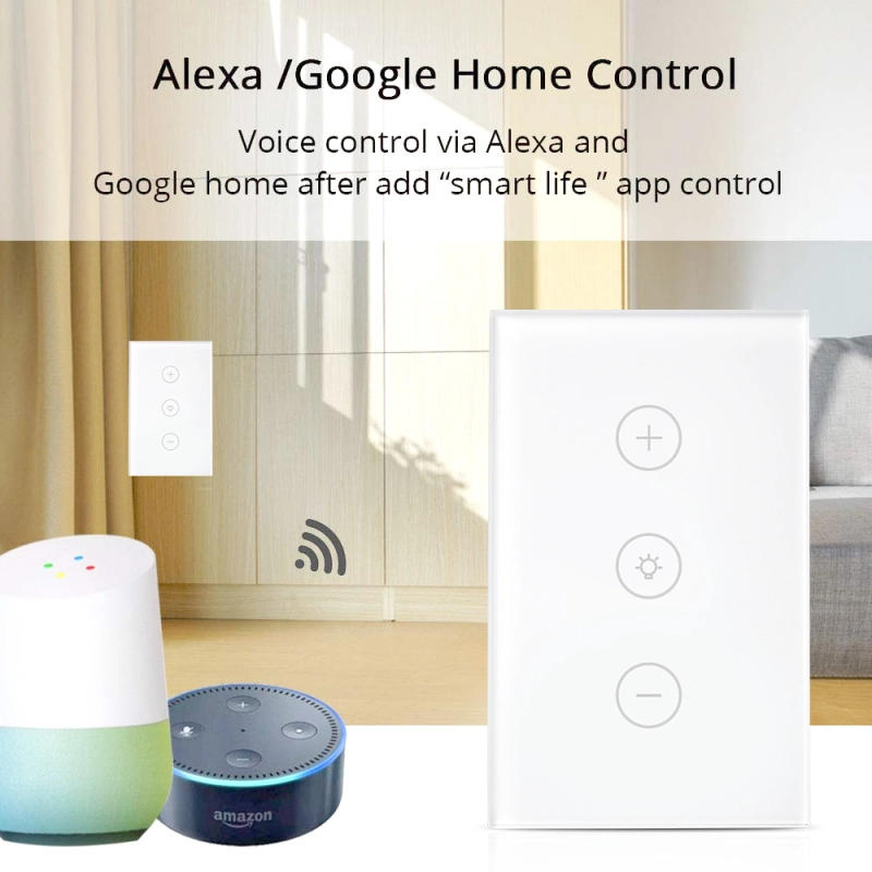 Zemismart US Dimmer Swith Touch Switch Work with Alexa Google Home Support Timer Brighter Control Home Automation
