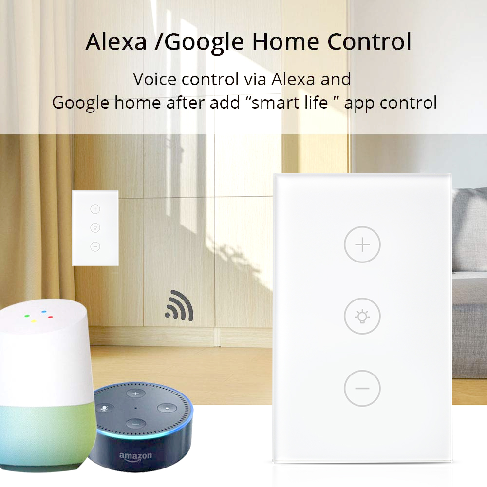 Zemismart US Dimmer Swith Touch Switch Work with Alexa Google Home Support Timer Brighter Control Home Automation