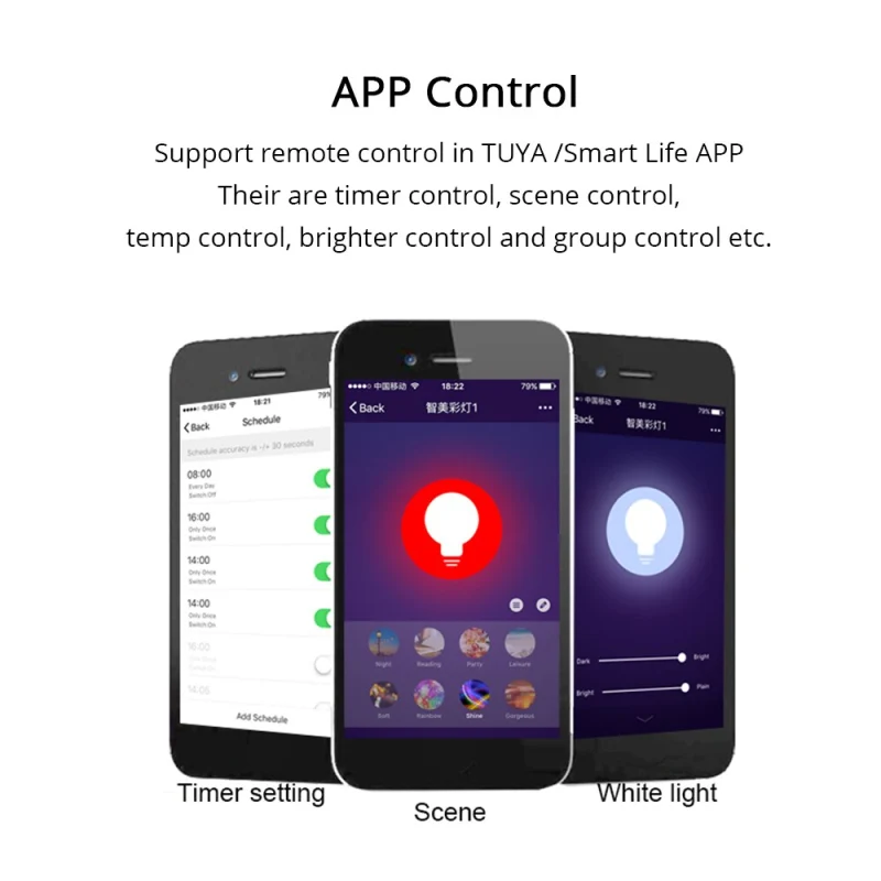 Dimmable E27 WiFi RGB Led Bulb Candle Light Voice Control by Alexa Echo Google Home 2.4G WiFi Control by TUYA APP