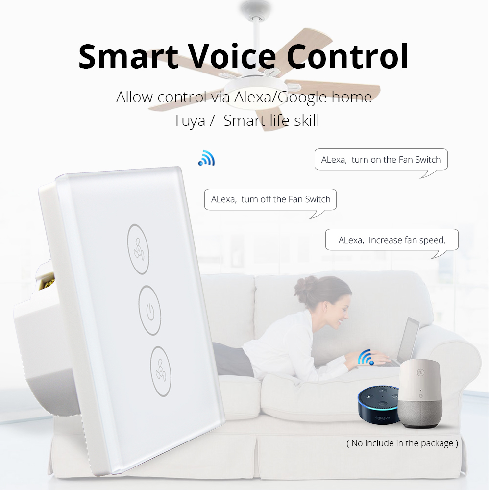 Zemismart EU Alexa Google Home Smart Ceiling Fan Switch Support Timer Speed Group Control